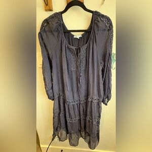 Bella Rosa Elegant Navy Lace-Trimmed Dress